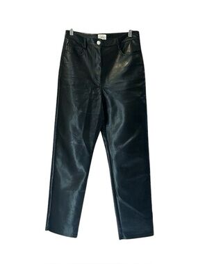 Aritzia Wilfred Melina Black Vegan Leather High Rise Straight Taper Leg‎ Pants 6